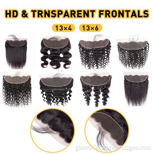 Thin 13X4 13X6 HD Lace Frontal,Deep Wave Human Hair Bundles With Frontals,Transparent Ear To Ear HD Swiss Lace Frontal Closure